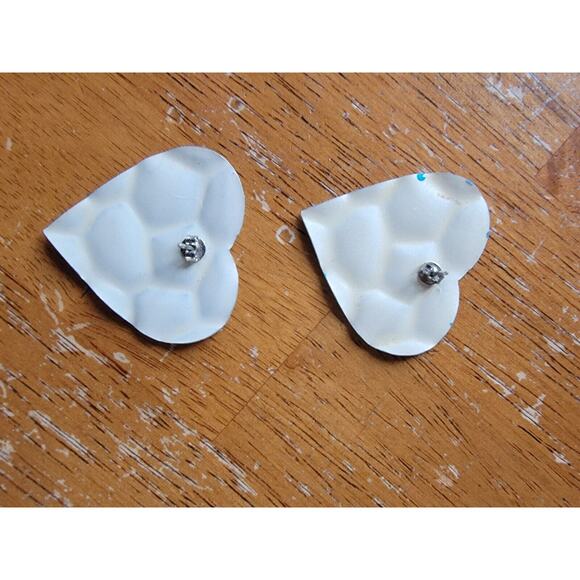 Vintage Metal Resin Shaped Studded Earings Blue Design 70s 80s Style - Picture 4 of 4